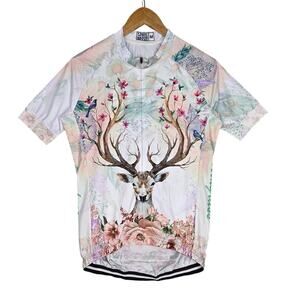 XINGRASS WOMEN'S CYCLING JERSEY – SIZE M – DEER FLORAL GRAPHIC – SPORTSWEAR